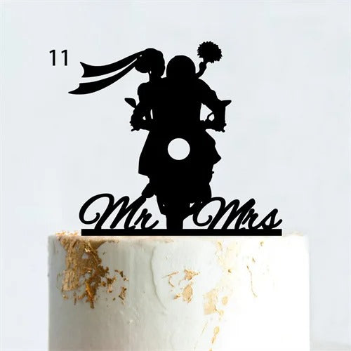 Motorcycle wedding cake topper