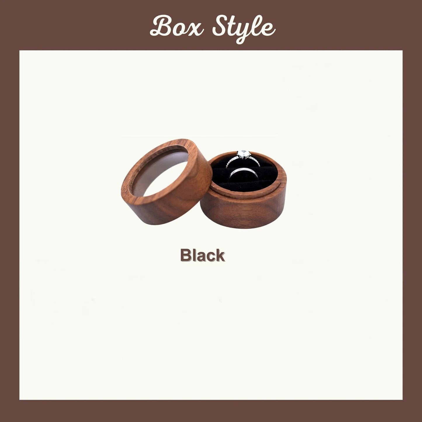 Round wooden wedding ring box