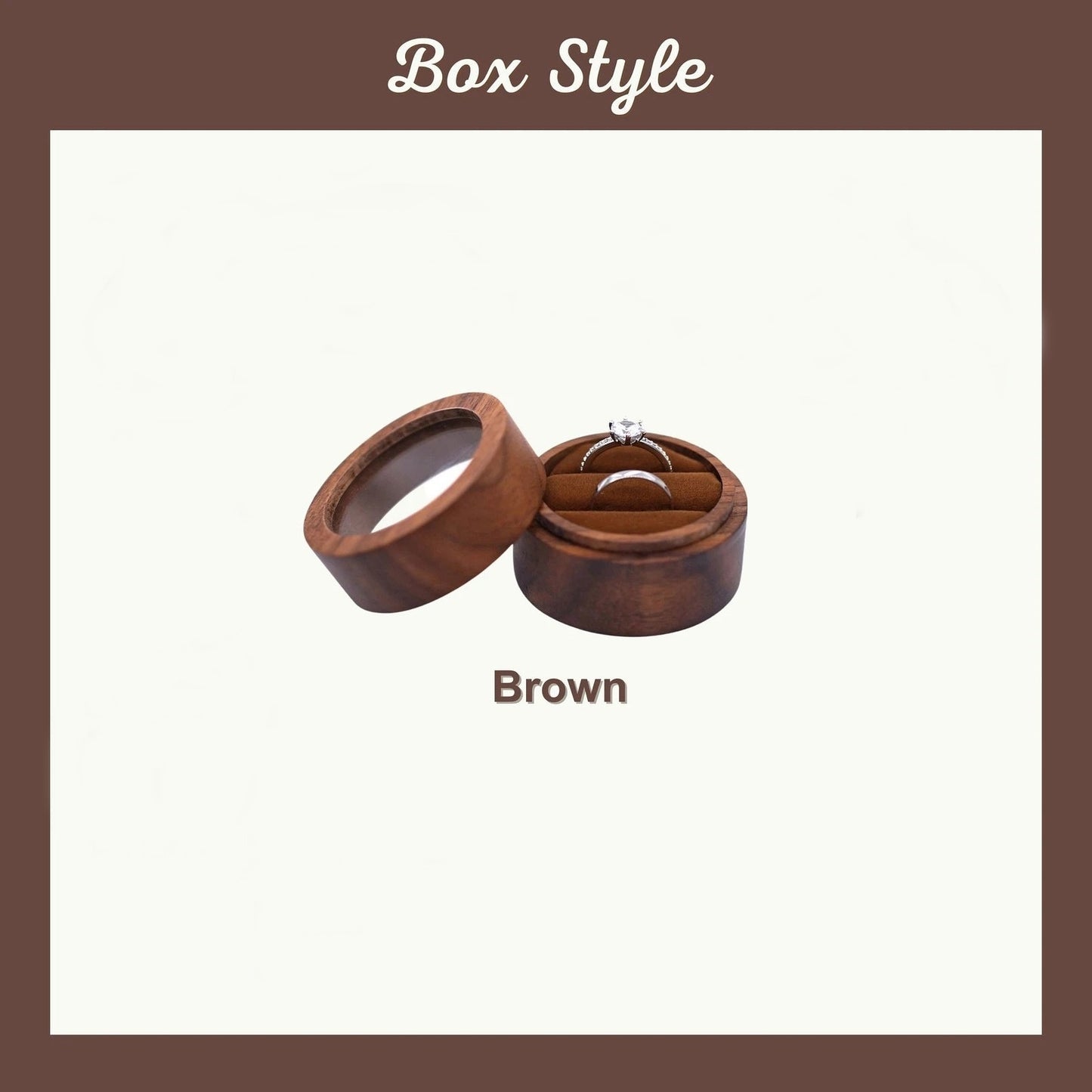 Round wooden wedding ring box