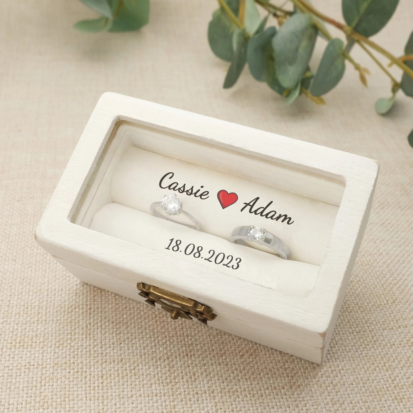 White rectangle wedding ring box