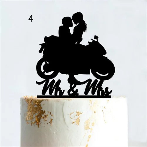 Motorcycle wedding cake topper