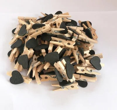 50 pcs Heart-shaped wooden clips