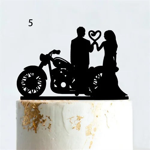 Motorcycle wedding cake topper