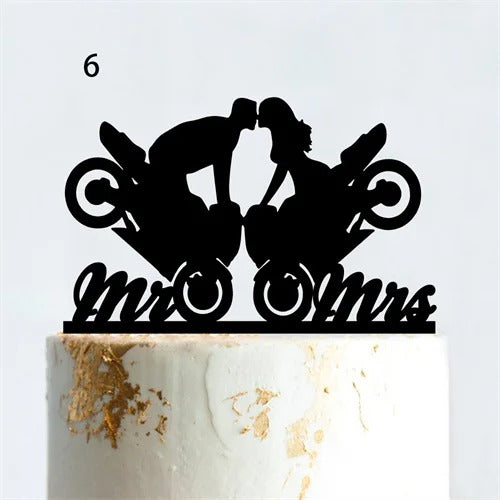 Motorcycle wedding cake topper