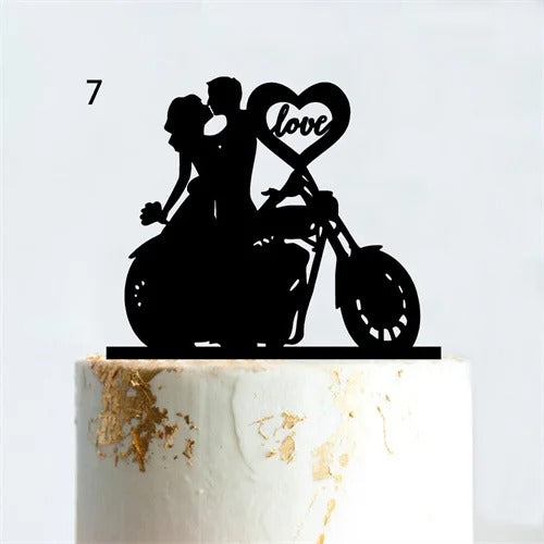 Motorcycle wedding cake topper