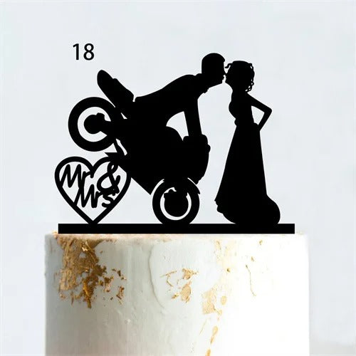 Motorcycle wedding cake topper