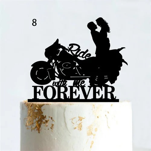 Motorcycle wedding cake topper