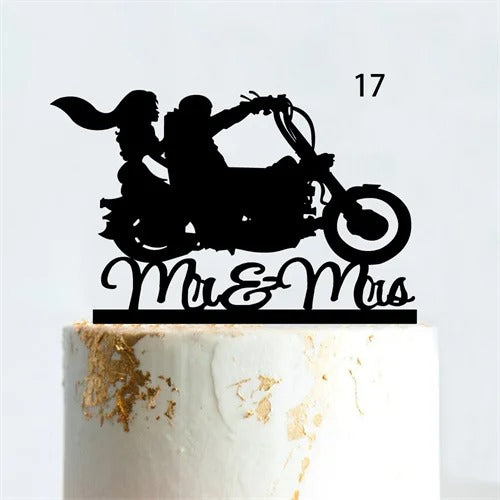 Motorcycle wedding cake topper