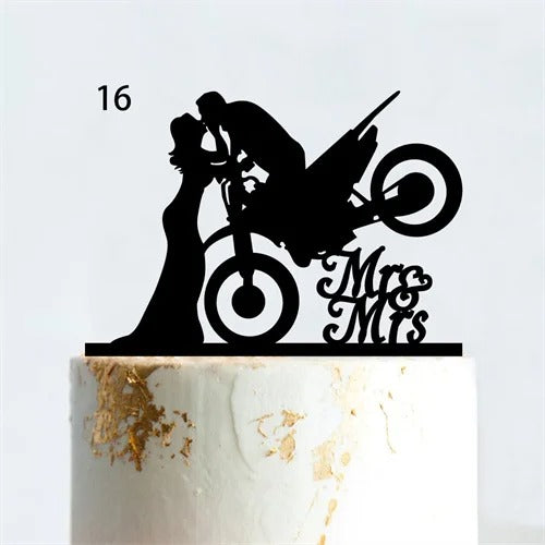 Motorcycle wedding cake topper