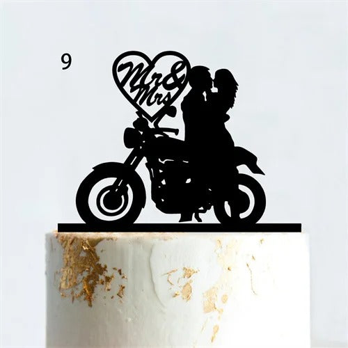 Motorcycle wedding cake topper