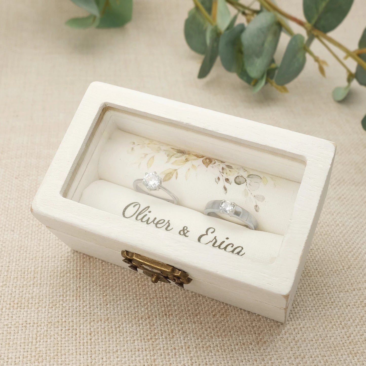 White rectangle wedding ring box