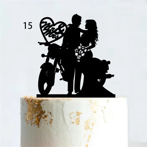 Motorcycle wedding cake topper