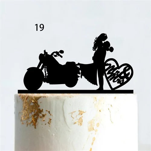 Motorcycle wedding cake topper