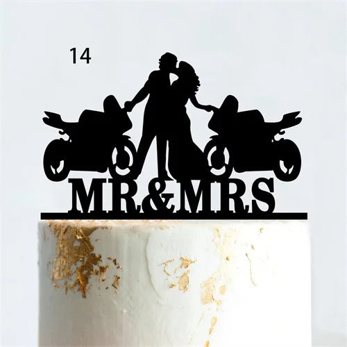 Motorcycle wedding cake topper