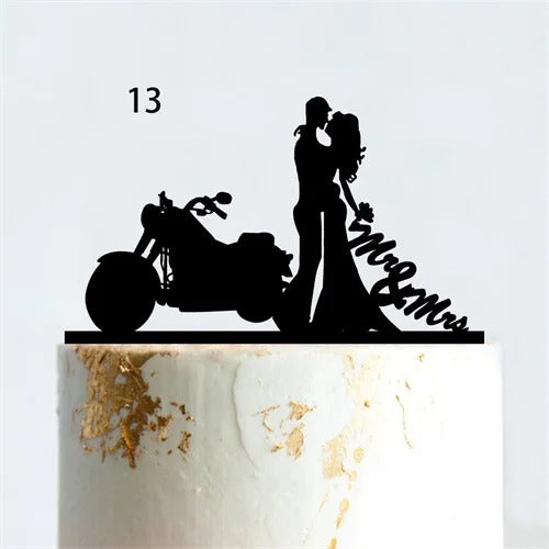 Motorcycle wedding cake topper