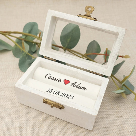 White rectangle wedding ring box