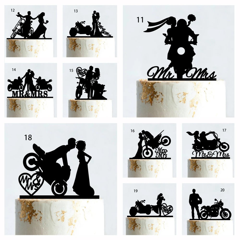 Motorcycle wedding cake topper