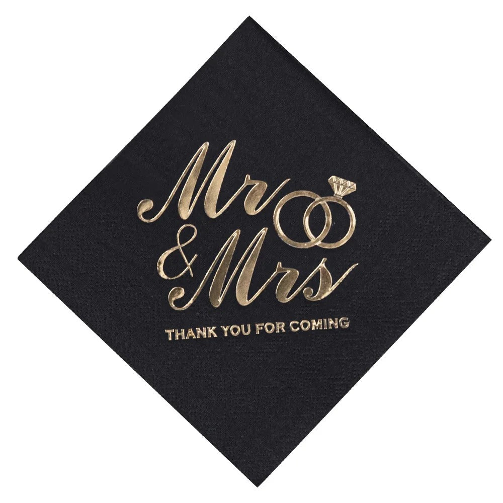 100PCS Mr&Mrs Wedding Paper Napkins