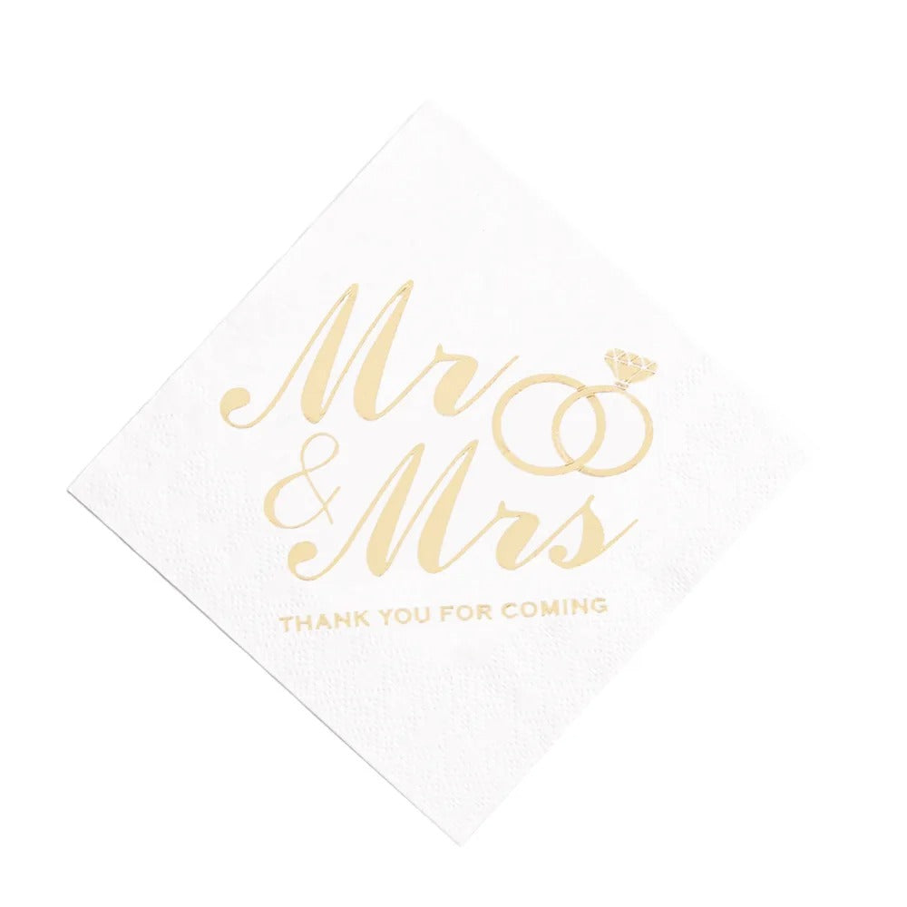 100PCS Mr&Mrs Wedding Paper Napkins