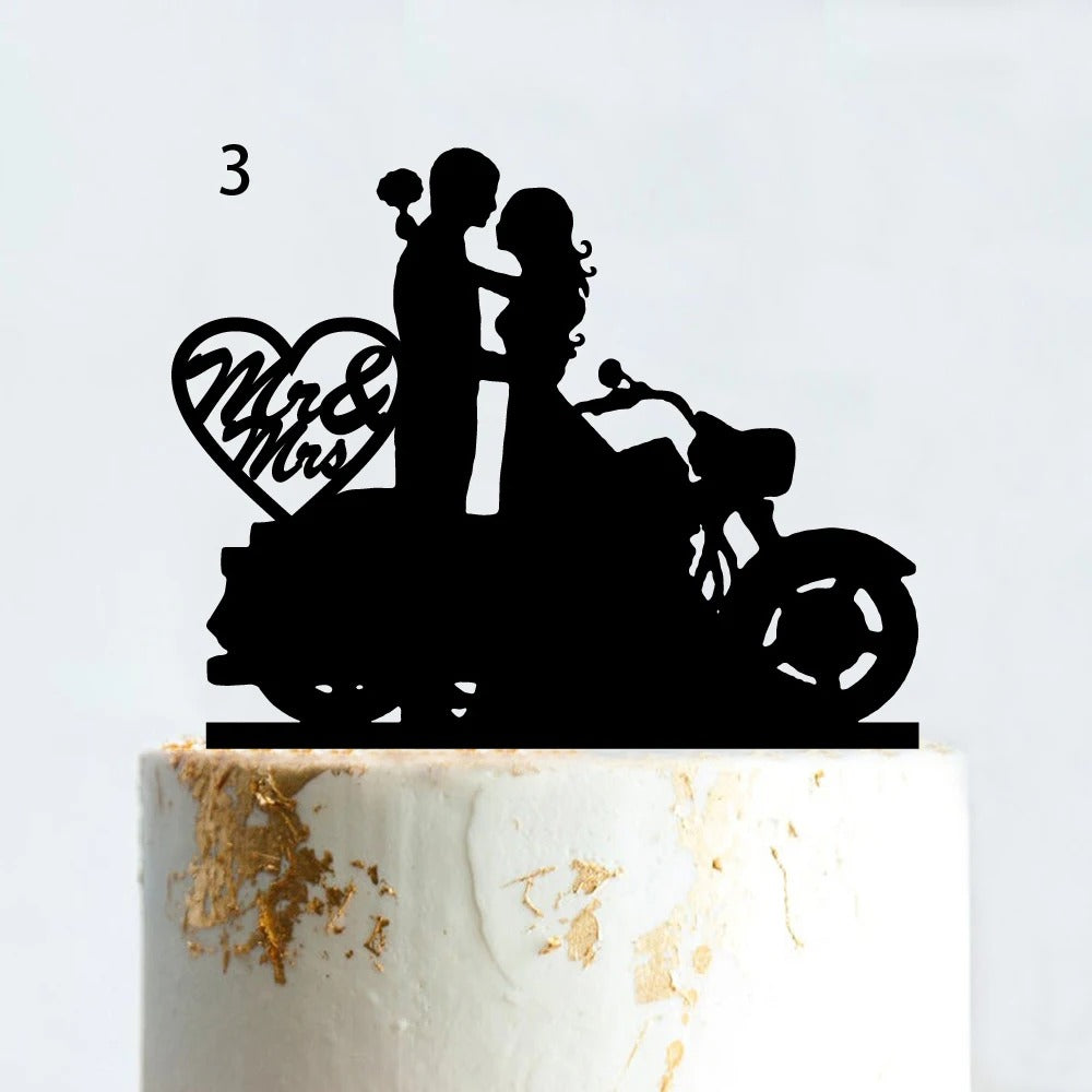 Motorcycle wedding cake topper