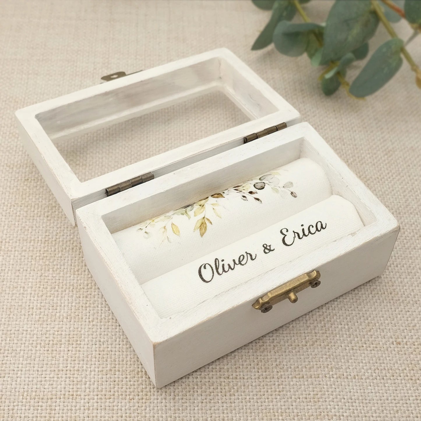 White rectangle wedding ring box