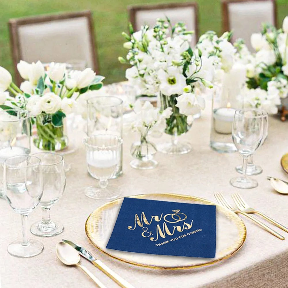 100PCS Mr&Mrs Wedding Paper Napkins