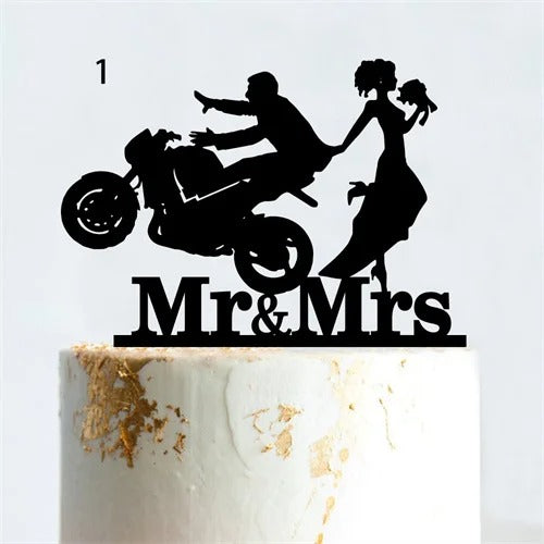 Motorcycle wedding cake topper