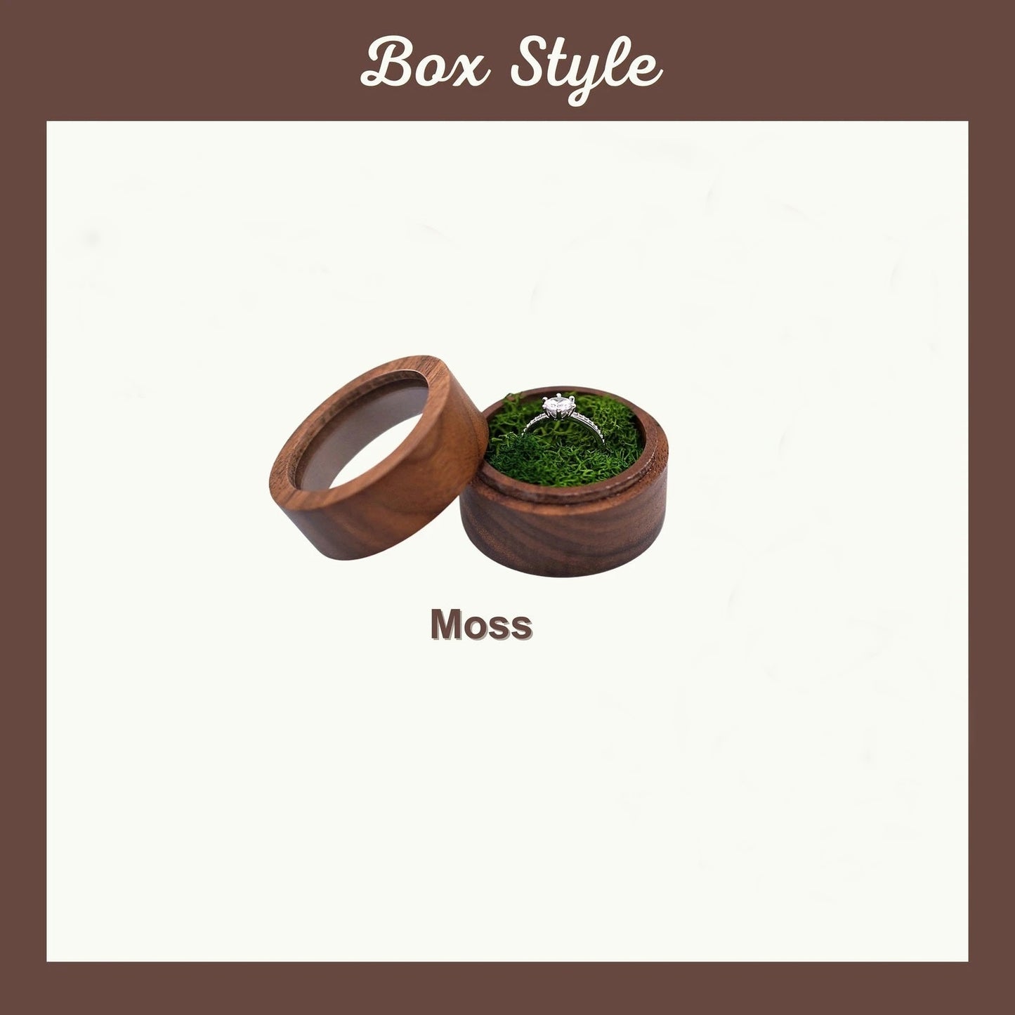 Round wooden wedding ring box