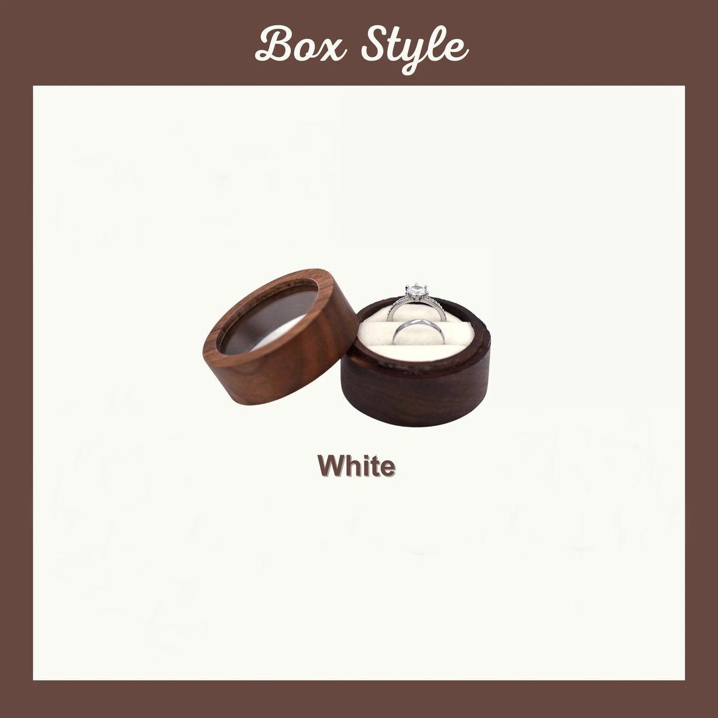 Round wooden wedding ring box